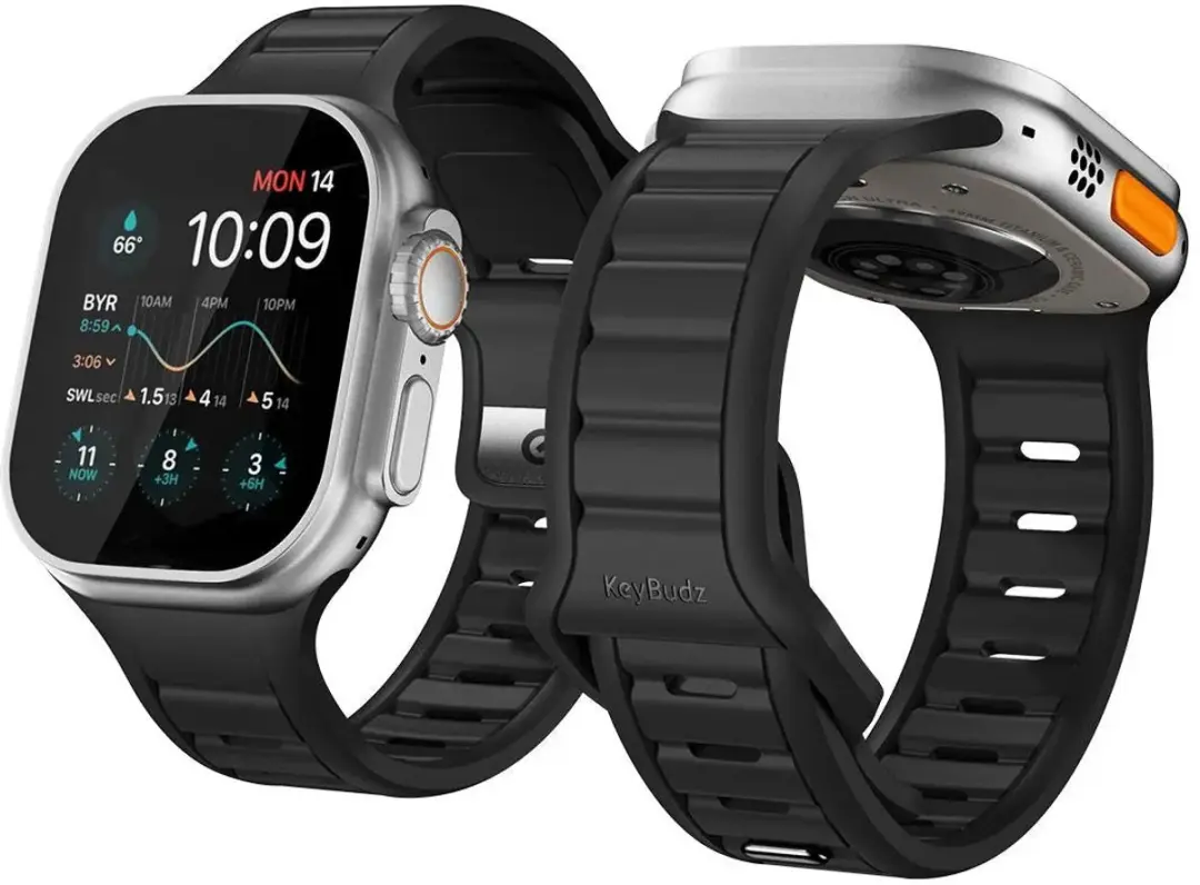 KeyBudz Journey FKM Horlogeband Apple Watch 44-49mm - Zwart - afbeelding 3 van 6