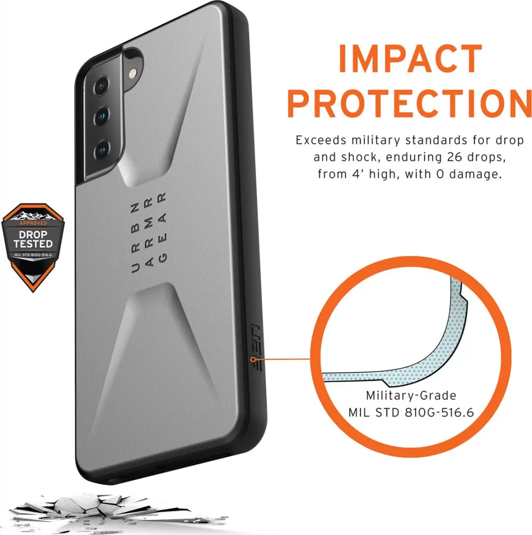 Urban Armor Gear Civilian 21282D113333 Hoesje - Samsung Galaxy S21 Plus - Zilver - afbeelding 2 van 6