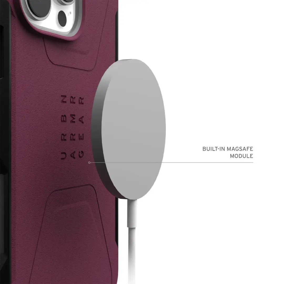 Urban Armor Gear Civilian Mag iPhone 16 Pro Hoesje - Bordeaux - MPN 114444119049 - afbeelding 5 van 6