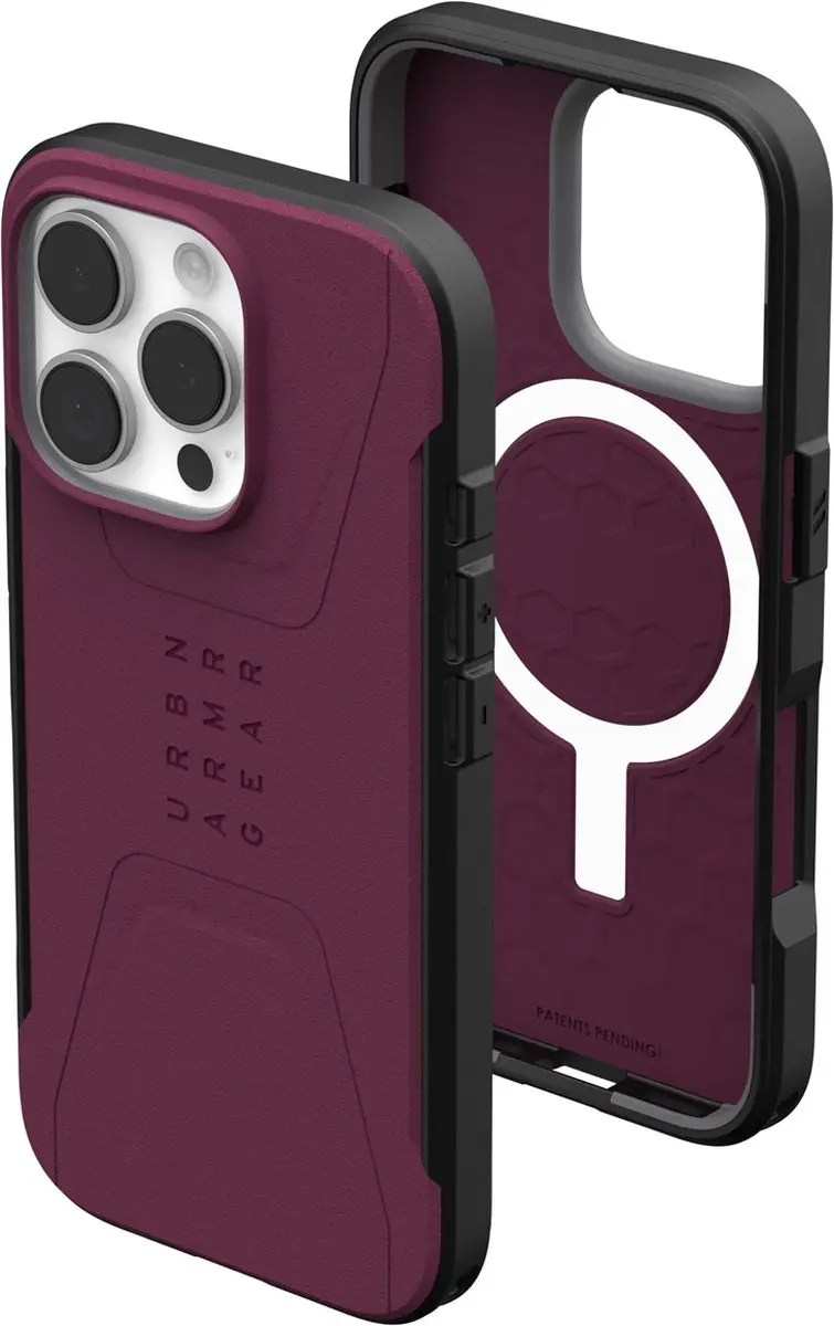 Urban Armor Gear Civilian Mag iPhone 16 Pro Hoesje - Bordeaux - MPN 114444119049 - afbeelding 6 van 6