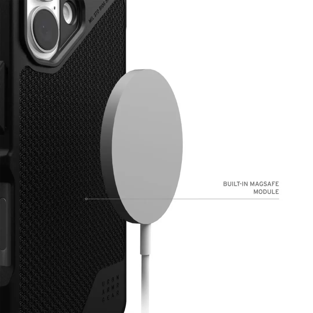 Urban Armor Gear Metropolis LT Hoesje iPhone 16 Plus - Kevlar Zwart - afbeelding 5 van 6