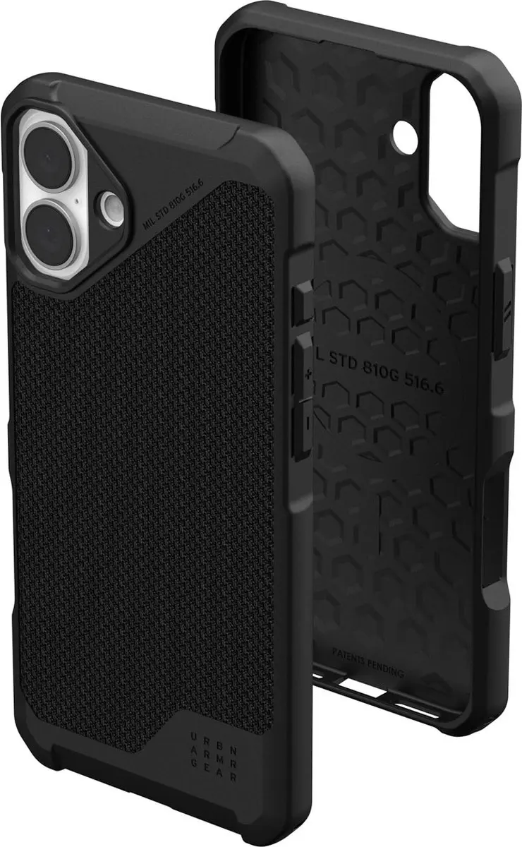 Urban Armor Gear Metropolis LT Hoesje iPhone 16 Plus - Kevlar Zwart - afbeelding 6 van 6