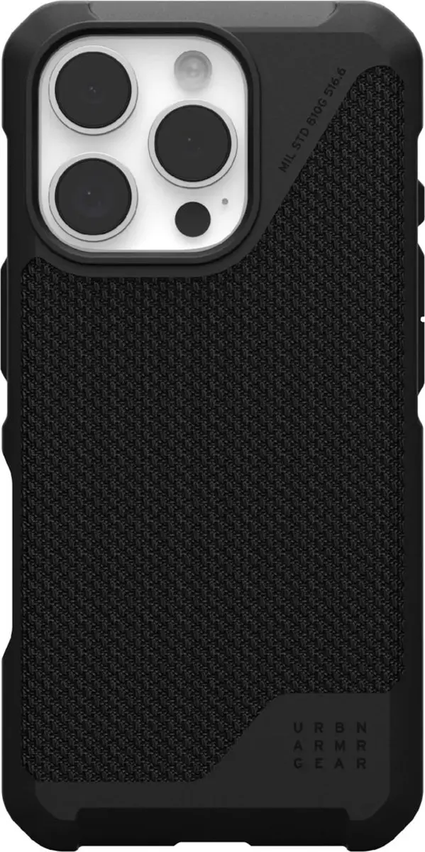 Urban Armor Gear Metropolis LT Hoesje iPhone 16 Pro - Kevlar Zwart - afbeelding 4 van 6