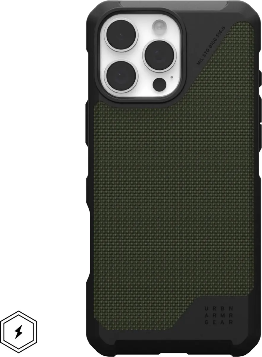 Urban Armor Gear Metropolis LT Hoesje 114453113972 - iPhone 16 Pro Max - Kevlar - Groen - afbeelding 2 van 6