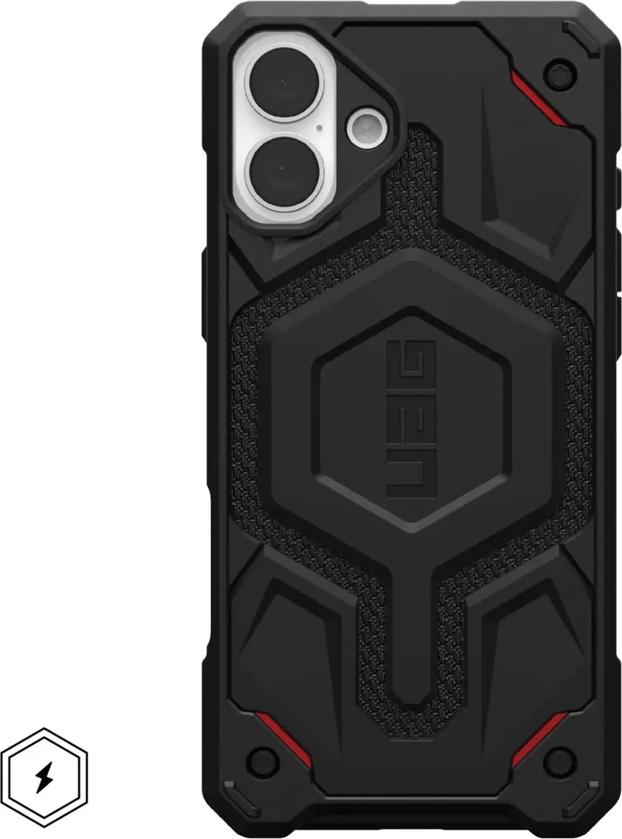 Urban Armor Gear Monarch Pro Hoesje 114455113940 - iPhone 16 Plus - MagSafe - Kevlar Zwart - afbeelding 2 van 6