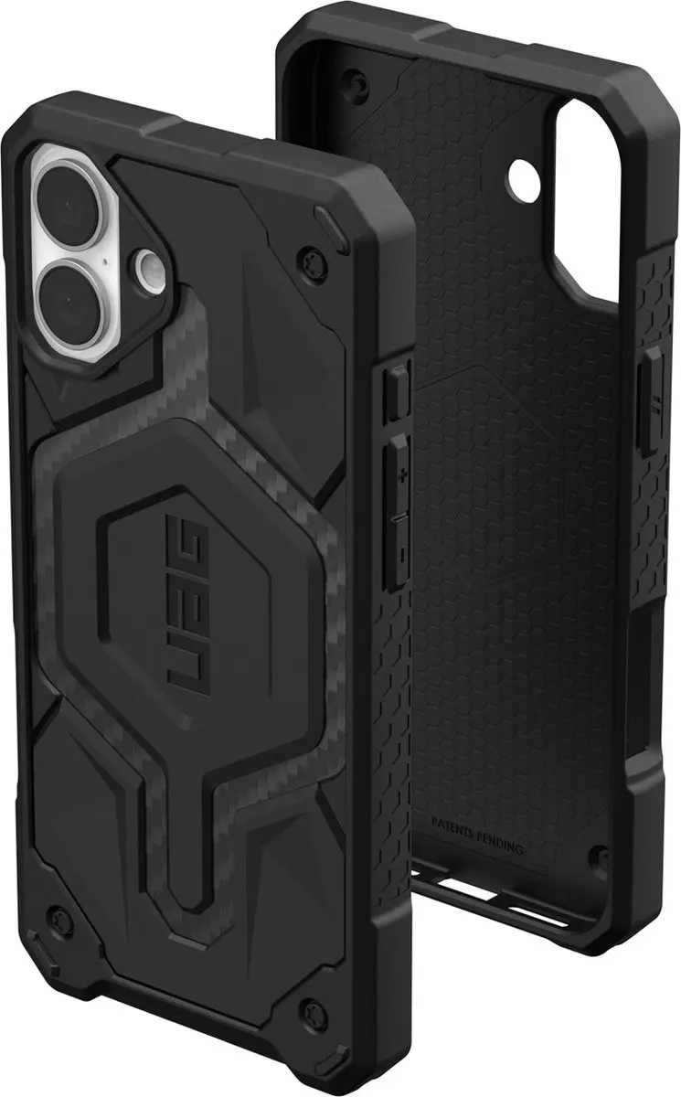 Urban Armor Gear Monarch Pro Hoesje iPhone 16 Plus - Carbon Fiber - Zwart - afbeelding 6 van 6