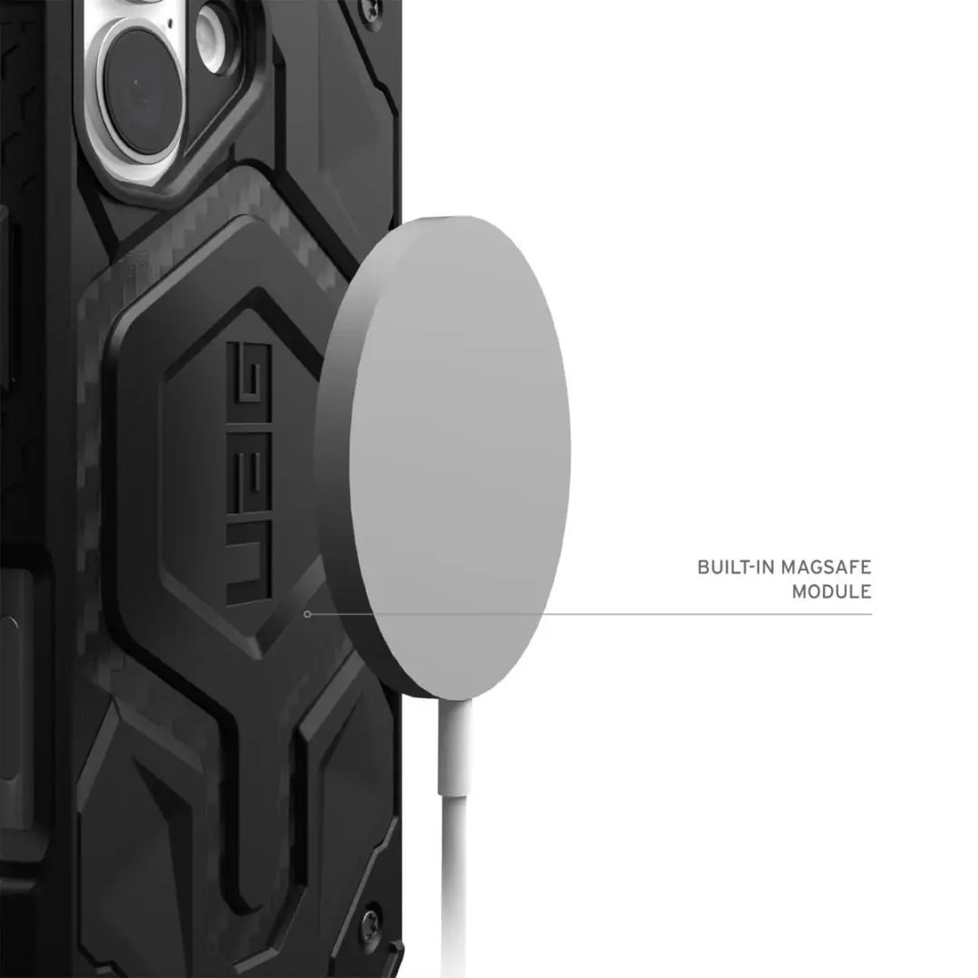 Urban Armor Gear Monarch Pro Hoesje iPhone 16 Plus - Carbon Fiber - Zwart - afbeelding 5 van 6