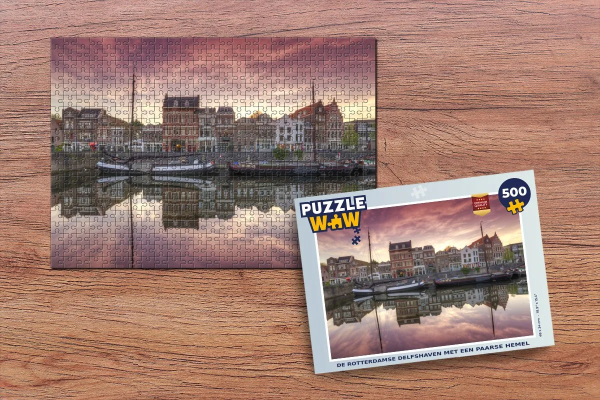 PuzzleWow Rotterdam Boot Reflectie Legpuzzel 500 Stuks - Multicolor