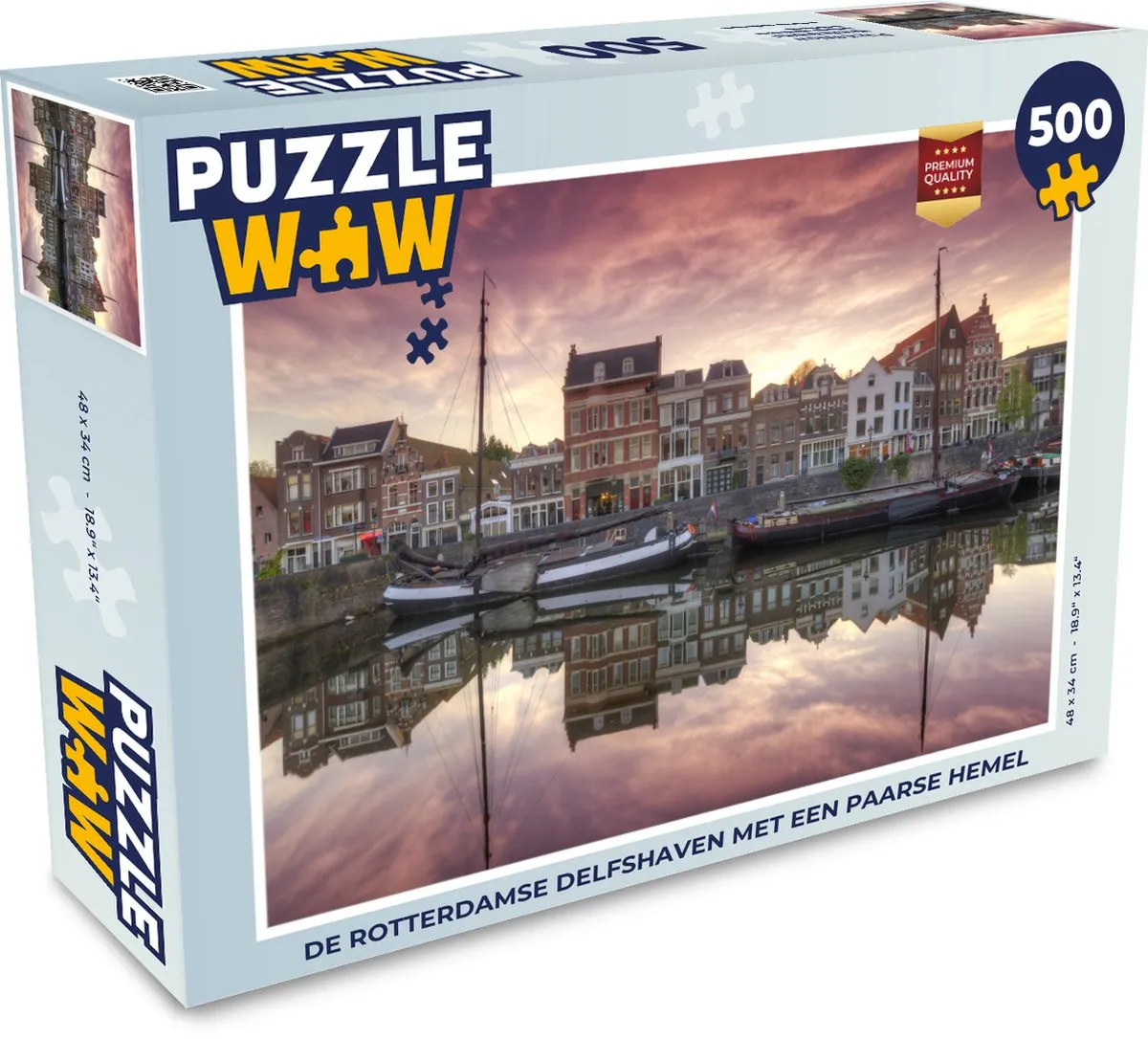 PuzzleWow Rotterdam Boot Reflectie Legpuzzel 500 Stuks - Multicolor