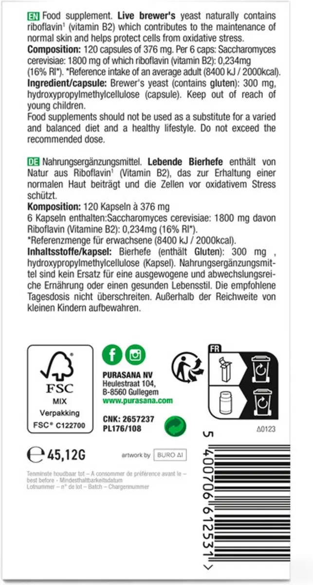 Purasana Biergist Levend 300mg - 49.2ml - afbeelding 6 van 6