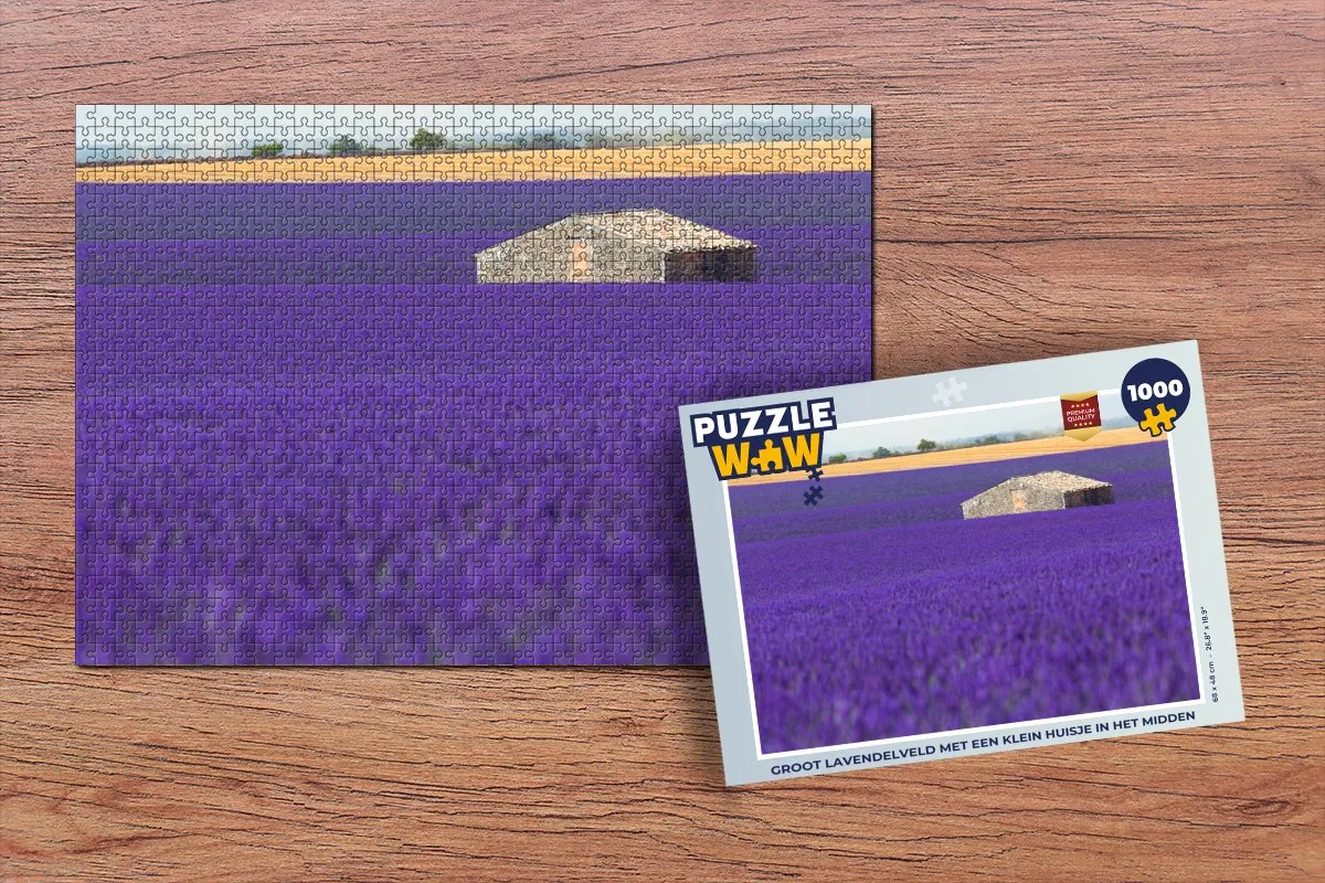 PuzzleWow Legpuzzel 1000 Stuks - Lavendelveld met Huisje Multicolor