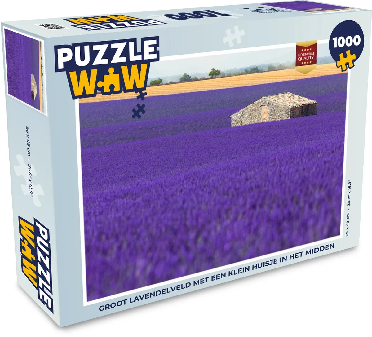 PuzzleWow Legpuzzel 1000 Stuks - Lavendelveld met Huisje Multicolor