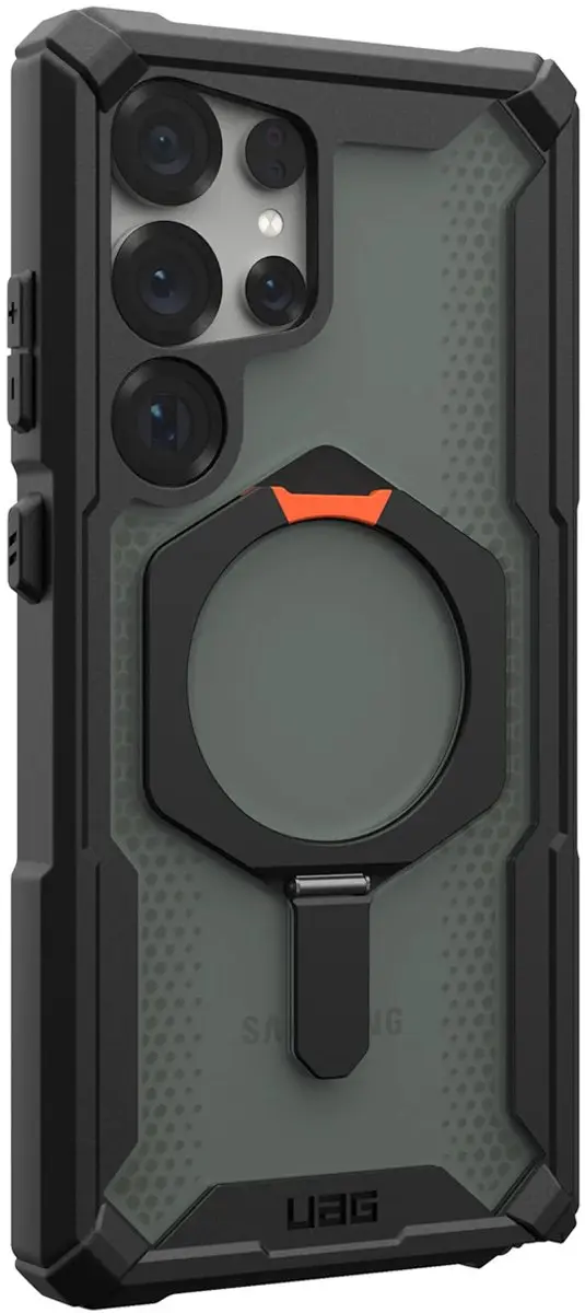 Urban Armor Gear Plasma XTE Hoesje S25 Ultra - MagSafe/Qi2 - Zwart/Oranje - afbeelding 2 van 6