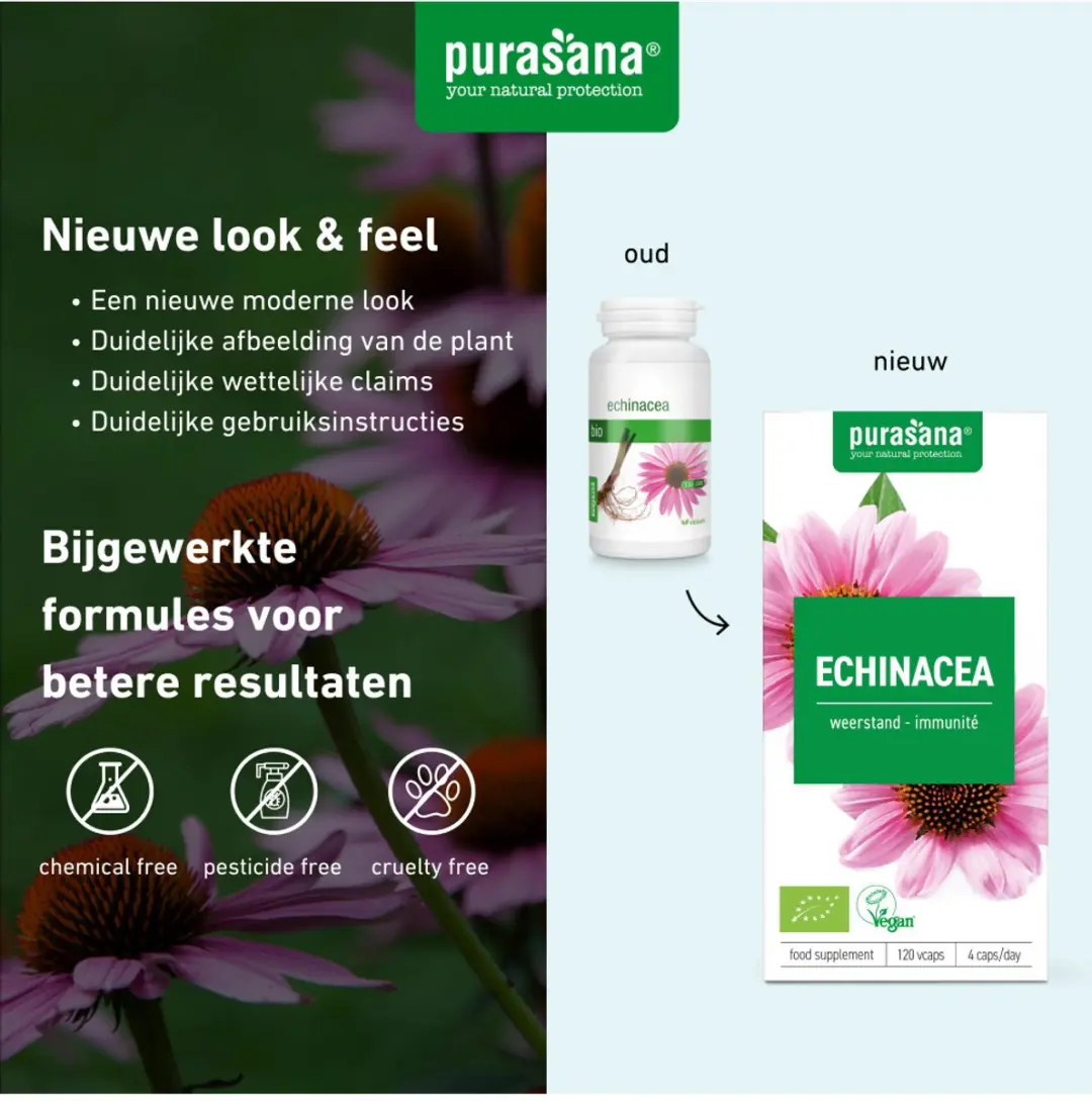 Purasana Bio Echinacea 215mg - 48 Stuks - afbeelding 4 van 6