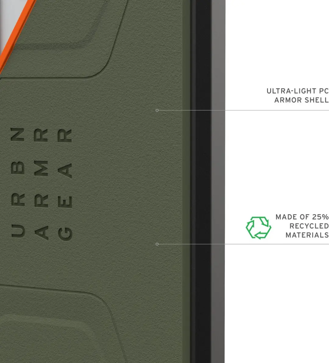 Urban Armor Gear Civilian Backcover S26 Ultra - 214535117297 - MagSafe - Olive Drab/Orange - afbeelding 5 van 6