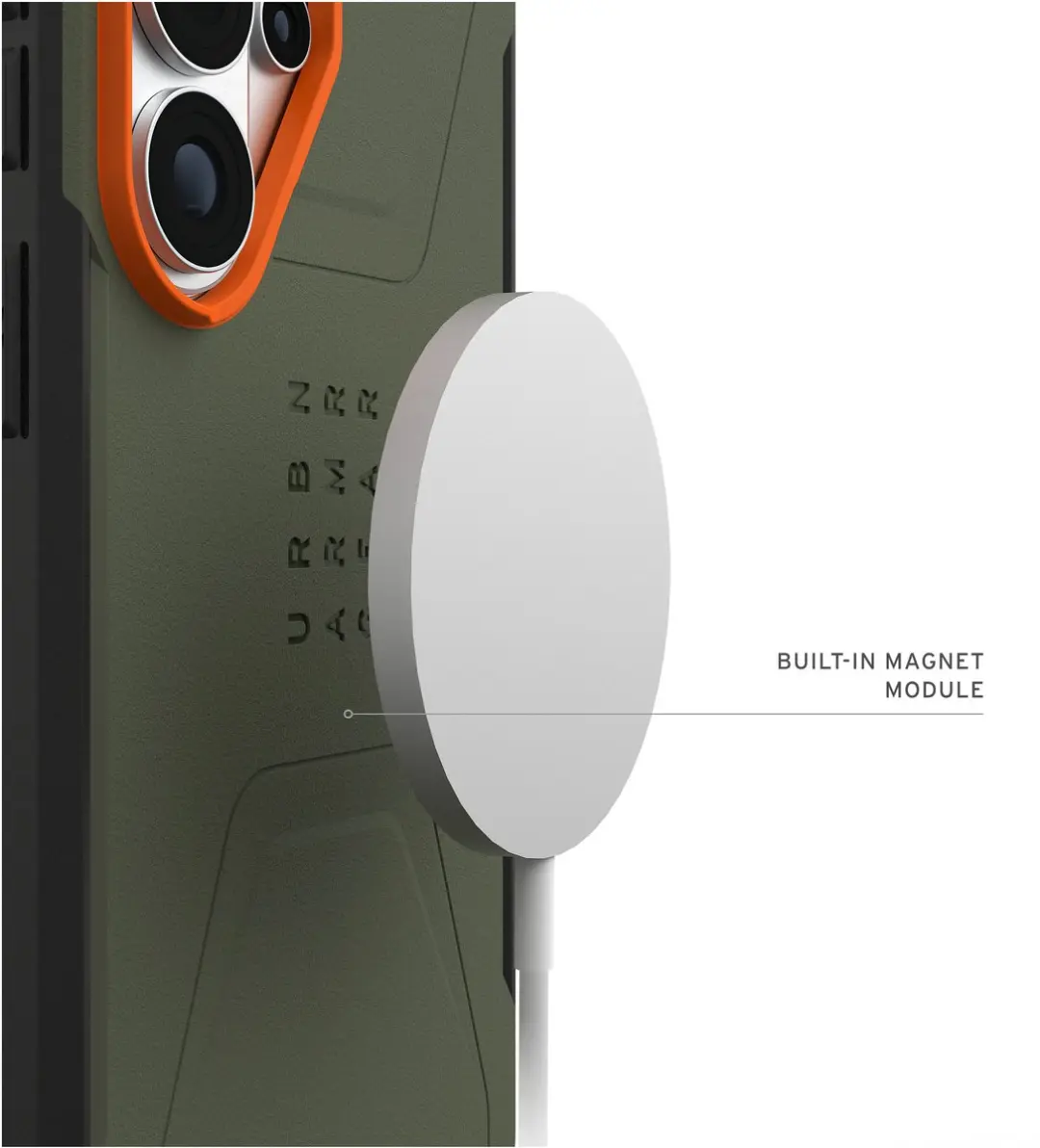 Urban Armor Gear Civilian Backcover S26 Ultra - 214535117297 - MagSafe - Olive Drab/Orange - afbeelding 6 van 6