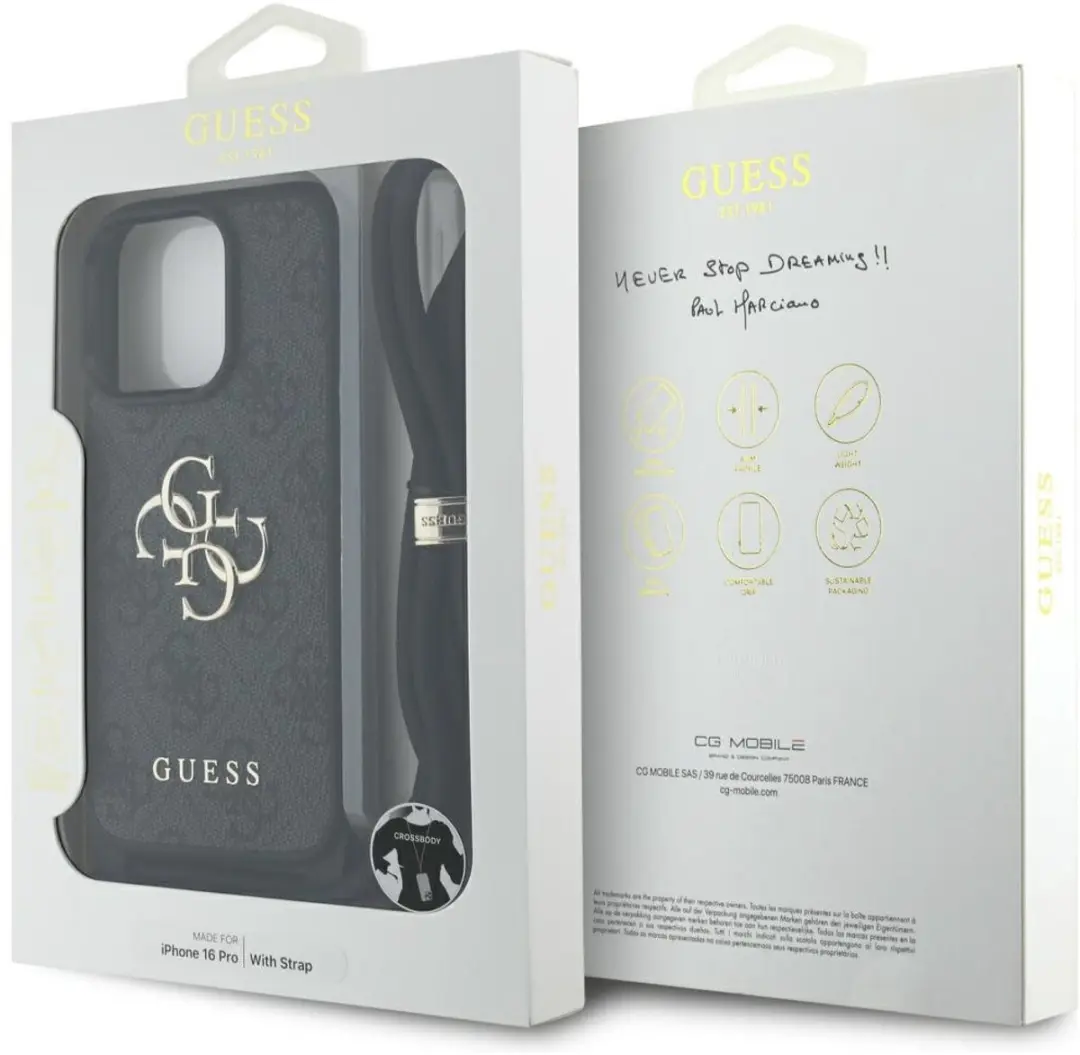 GUESS 4G Big Logo Crossbody iPhone 16 Pro Hoesje - Zwart - afbeelding 6 van 6