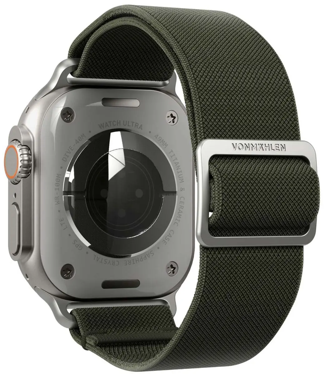 Vonmählen Classic Nylon Loop Bandje Apple Watch - 44/45/46/49mm - Olive - afbeelding 2 van 6