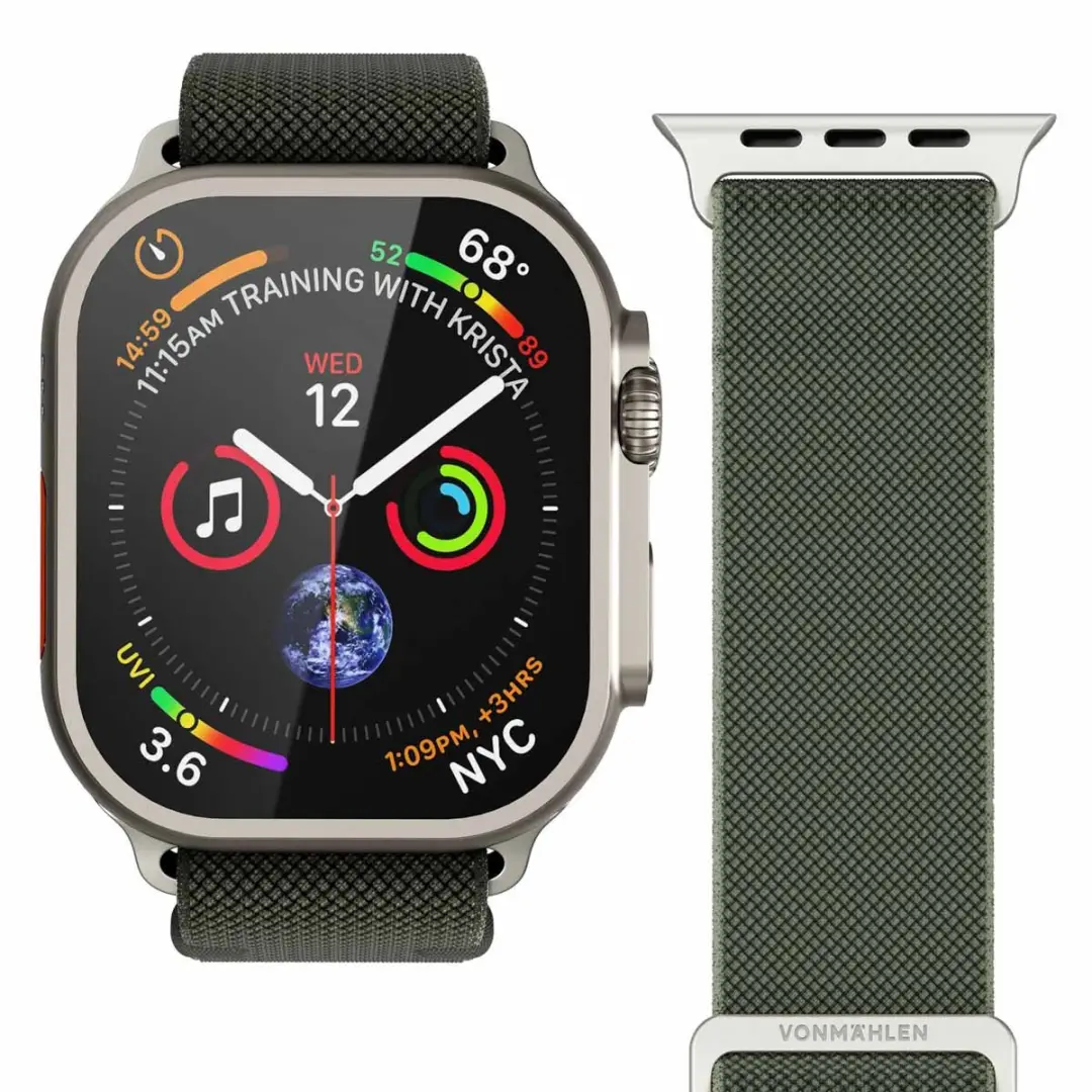 Vonmählen Classic Nylon Loop Bandje Apple Watch - 38/40/41/42mm - Olive - afbeelding 4 van 6