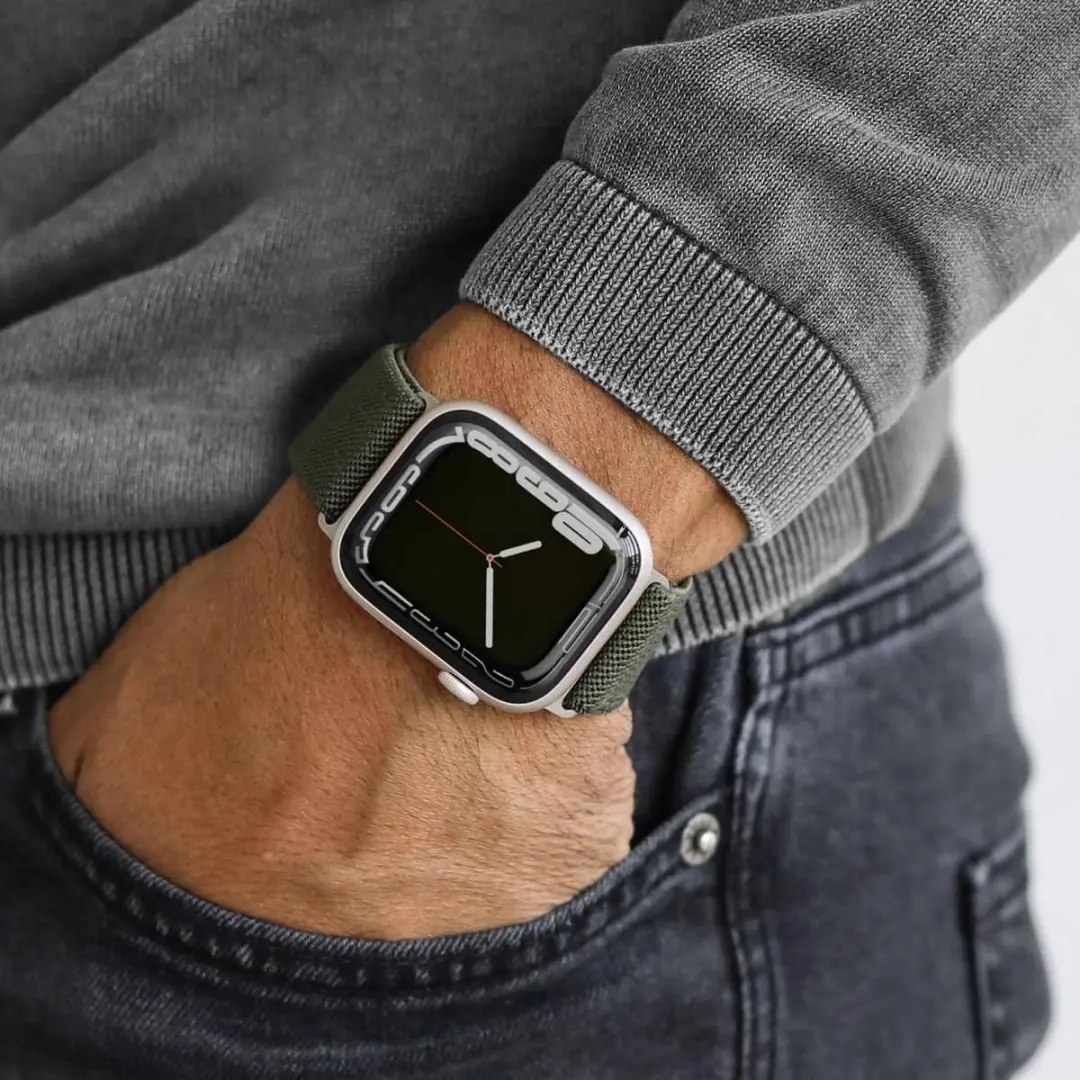 Vonmählen Classic Nylon Loop Bandje Apple Watch - 38/40/41/42mm - Olive - afbeelding 5 van 6