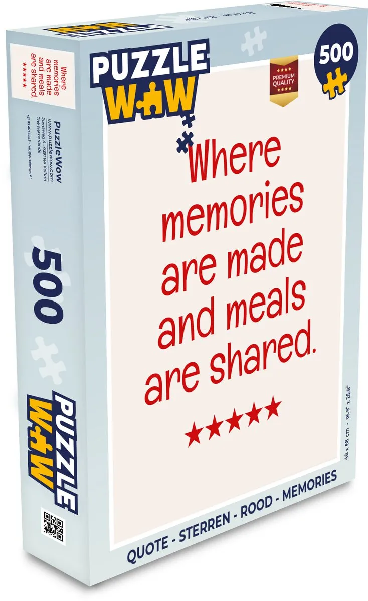 PuzzleWow Quote Sterren Legpuzzel 500 Stuks - Rood - MPN 8721406849629