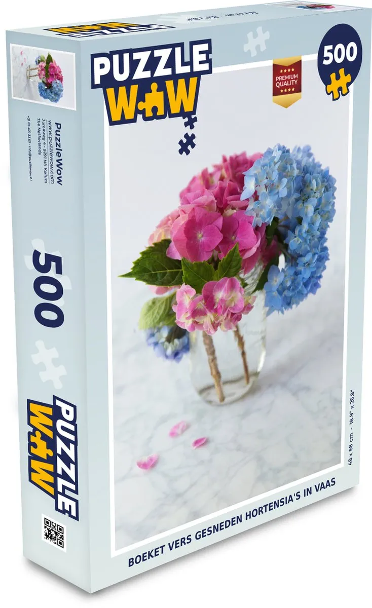 PuzzleWow Legpuzzel Boeket Hortensia's 500 Stuks - Multicolor