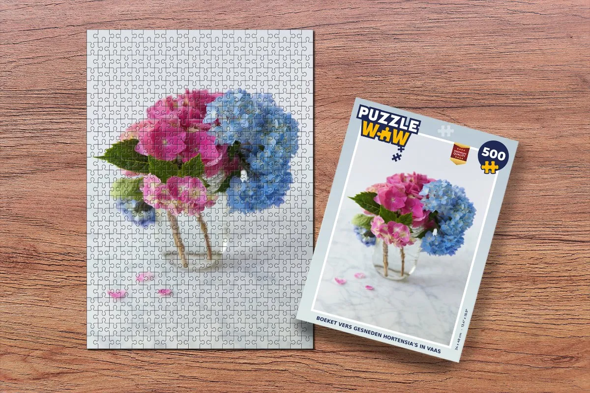 PuzzleWow Legpuzzel Boeket Hortensia's 500 Stuks - Multicolor