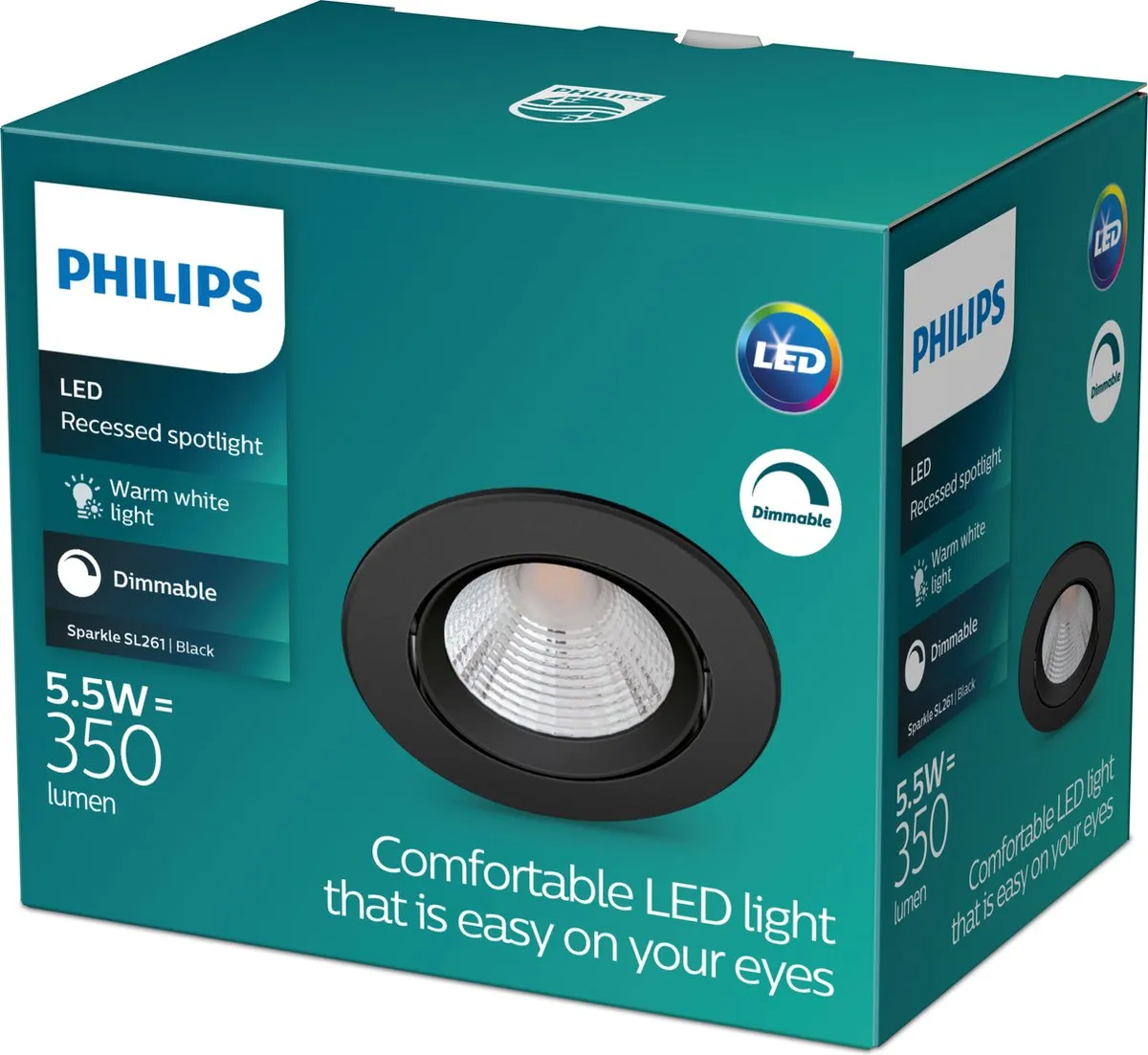 Philips Sparkle Inbouwspot 5.5W Warmwit - Zwart