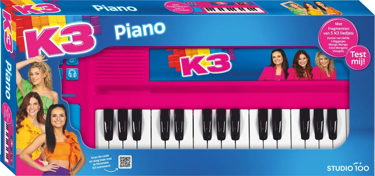 K3 Speelgoedpiano met Drumpad - Roze/Blauw - 3x AAA Batterijen