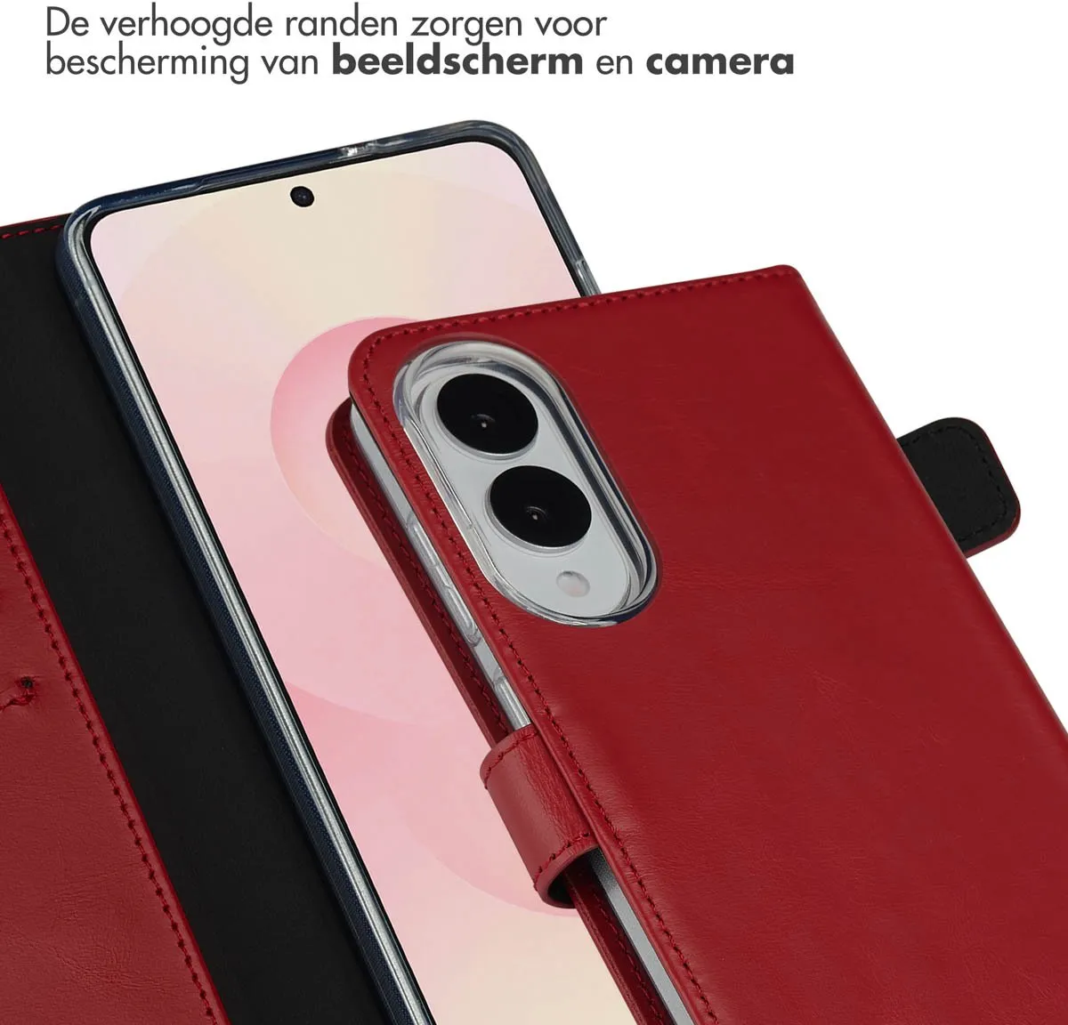 Selencia Hoesje Samsung Galaxy S25 Edge - Rood Lederen Bookcase