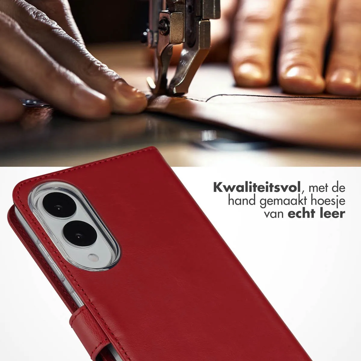 Selencia Hoesje Samsung Galaxy S25 Edge - Rood Lederen Bookcase