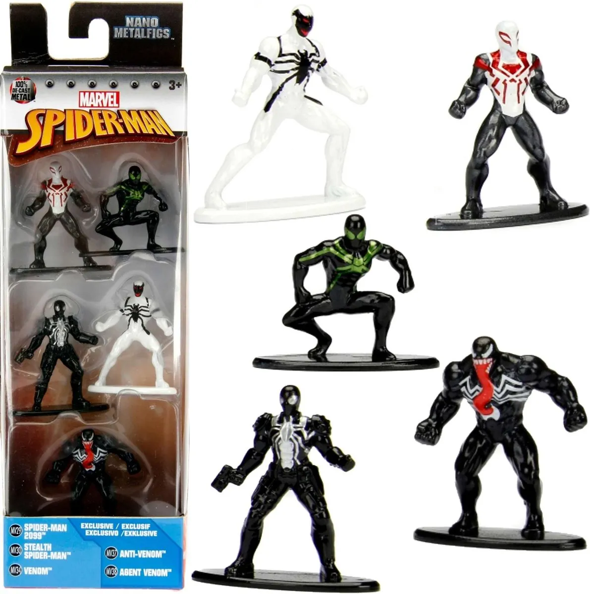 Spider-Man Nano Metalfigs Figuren - Marvel helden & schurken - 5 cm - 5 figuren