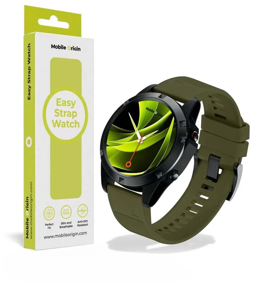 Mobile Origin Easy Strap Horloge 26Mm Donkergroen