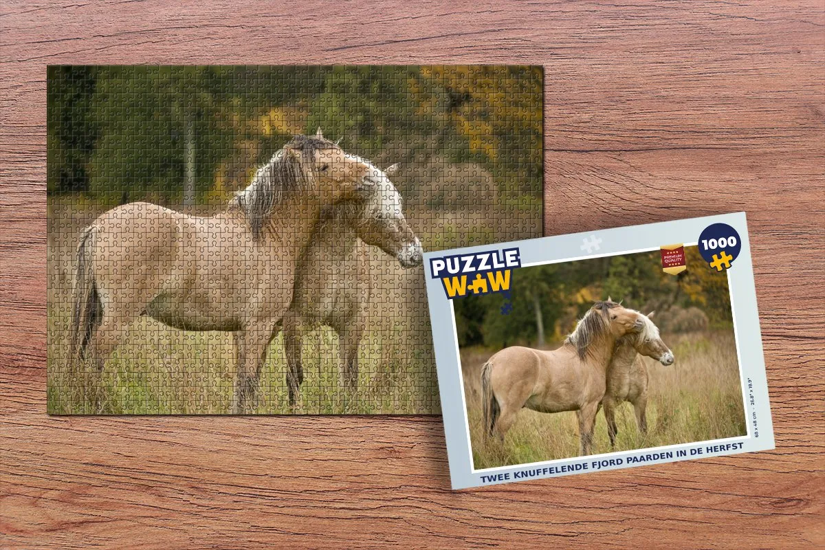 PuzzleWow Legpuzzel Twee Fjordpaarden Herfst 1000 Stuks - Multicolor