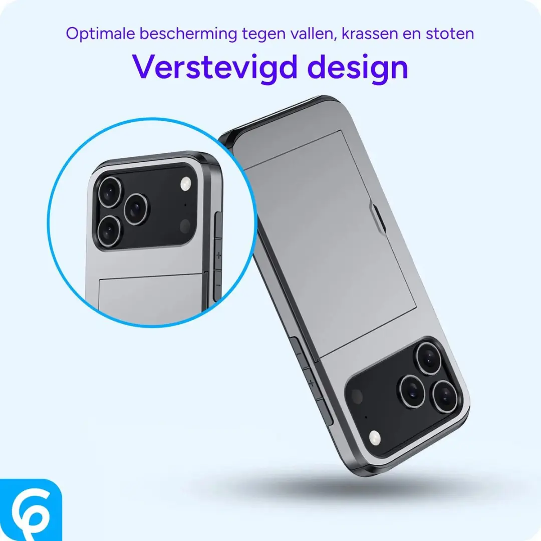 Selected Hoesje iPhone 18 Pro Max Kaarthouder - 2 Pasjes Grijs - afbeelding 2 van 6