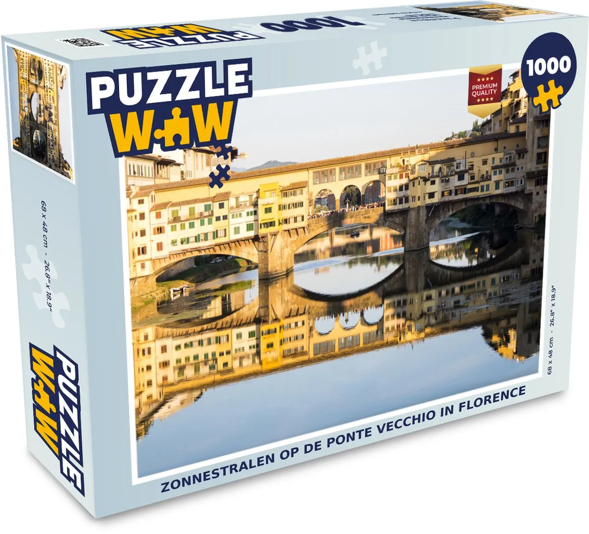 PuzzleWow Legpuzzel Zonnestralen op de Ponte Vecchio 1000 Stuks - Multicolor
