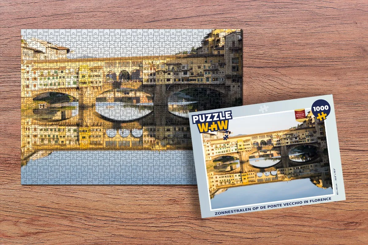 PuzzleWow Legpuzzel Zonnestralen op de Ponte Vecchio 1000 Stuks - Multicolor