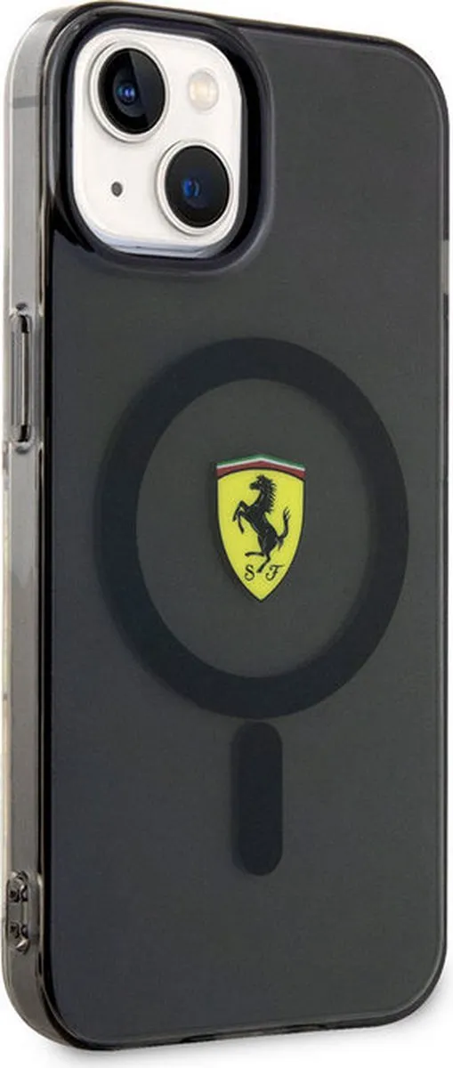 Ferrari Translucent Back Case MagSafe iPhone 14 Plus - Zwart