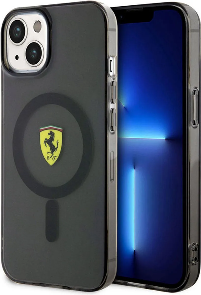 Ferrari Translucent Back Case MagSafe iPhone 14 Plus - Zwart