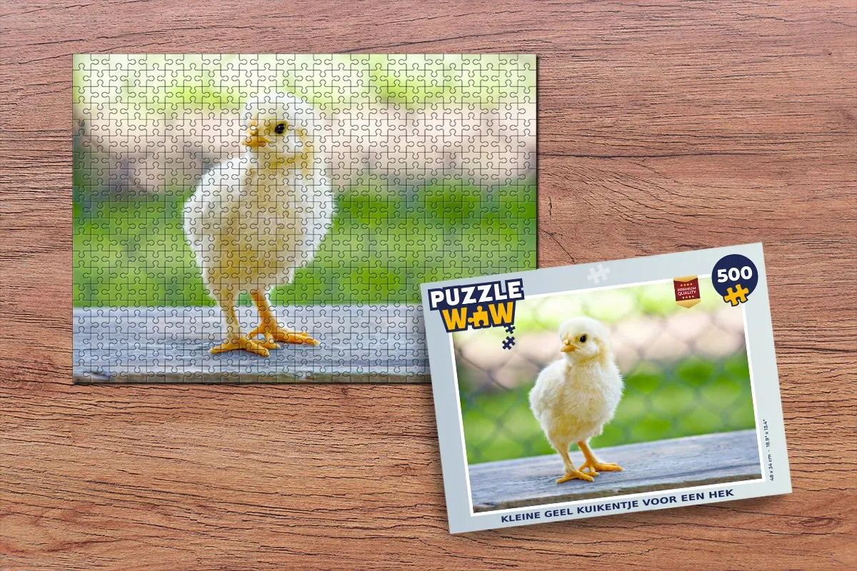 PuzzleWow Legpuzzel Kleine geel kuikentje voor een hek 500 Stuks - Multicolor