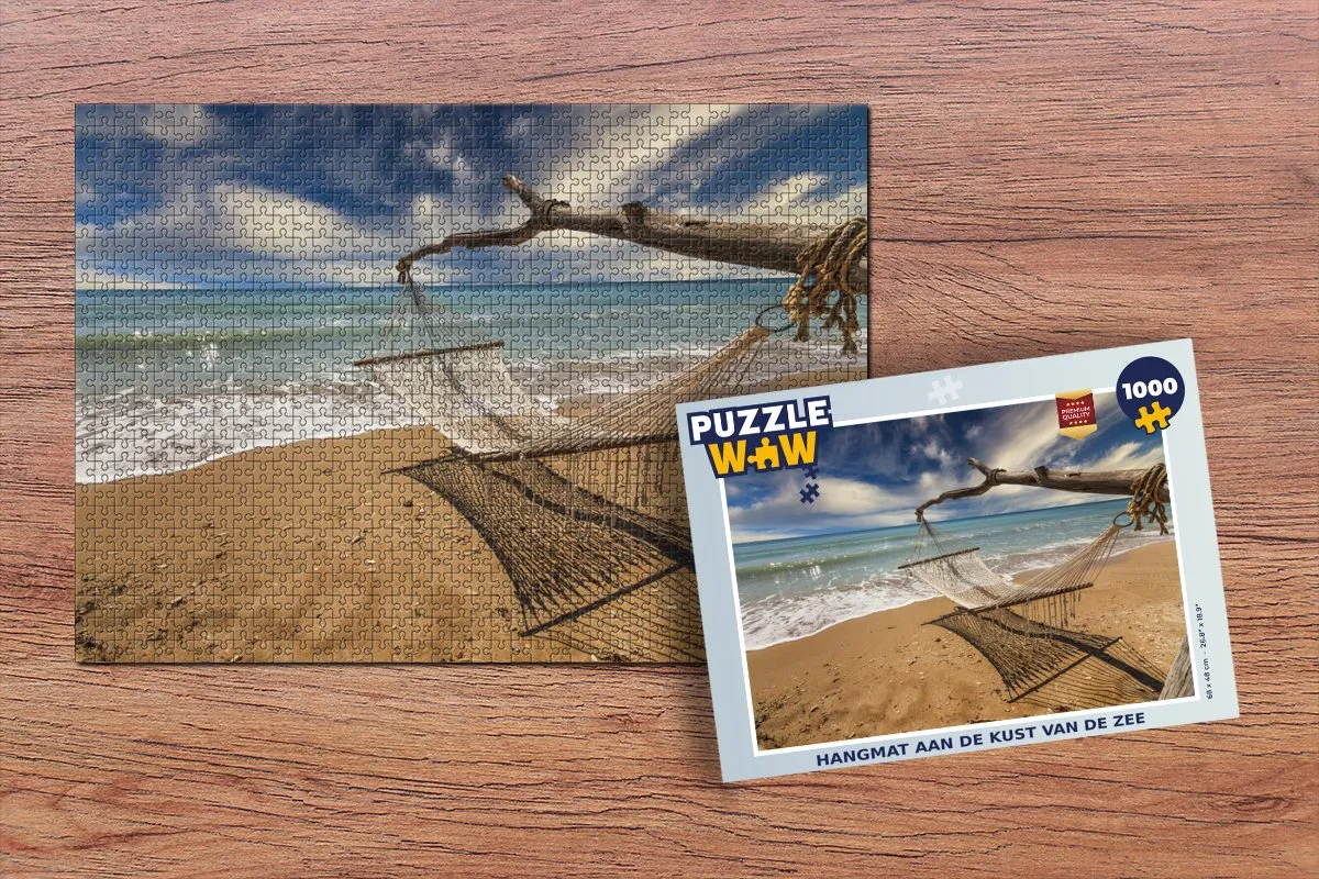 PuzzleWow Strand Zee Hangmat Legpuzzel 1000 Stuks - Multicolor