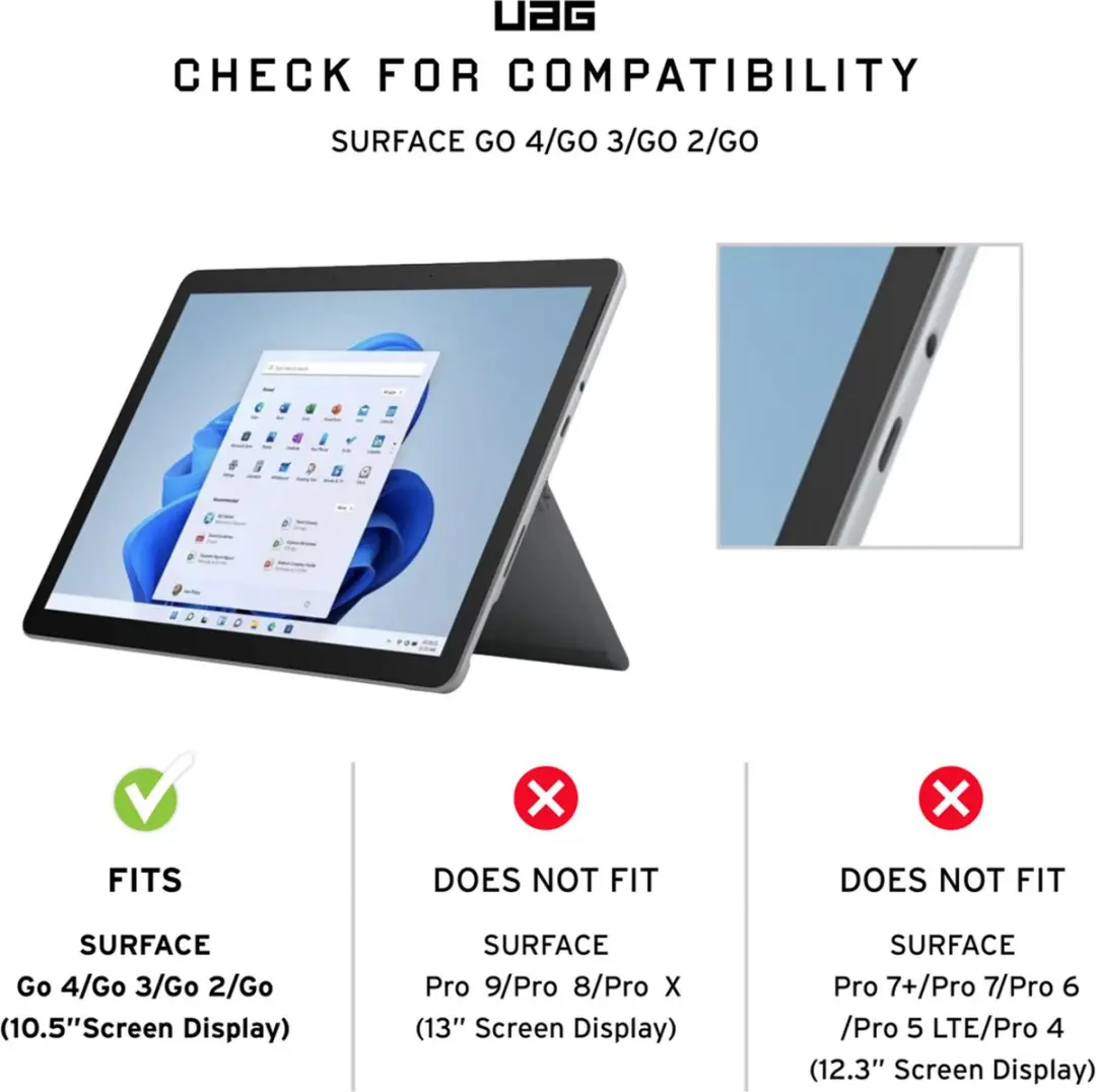 Urban Armor Gear Plasma Healthcare Backcover 321073B14130 - Microsoft Surface Go/Wit - afbeelding 3 van 6