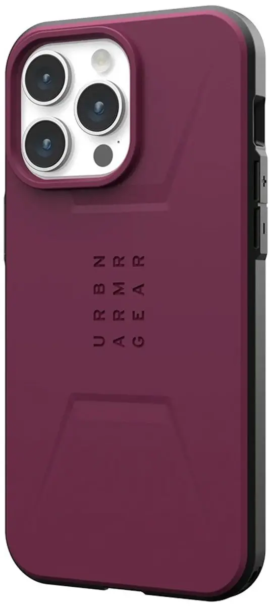 Urban Armor Gear Civilian Mag iPhone 15 Pro Hoesje - Bordeauxrood - afbeelding 3 van 6