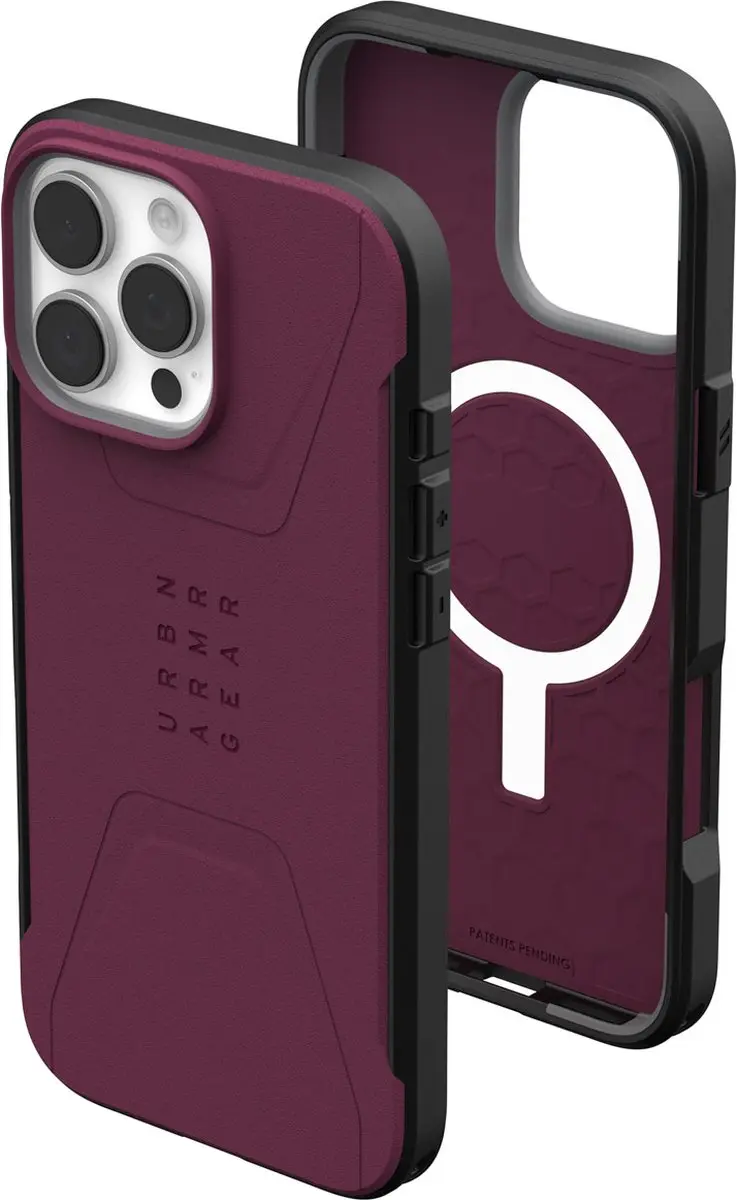 Urban Armor Gear Civilian Mag iPhone 16 Pro Max Hoesje - 114445119049 - Bordeaux - afbeelding 6 van 6