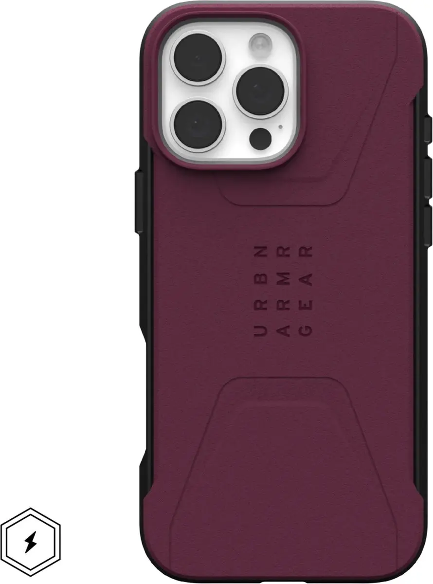 Urban Armor Gear Civilian Mag iPhone 16 Pro Max Hoesje - 114445119049 - Bordeaux - afbeelding 2 van 6