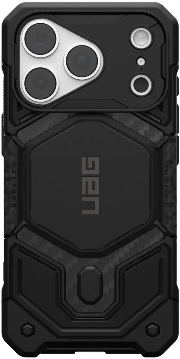 Urban Armor Gear Monarch Pro Backcover iPhone 18/17 Pro - Carbon Fiber - Zwart - afbeelding 2 van 5