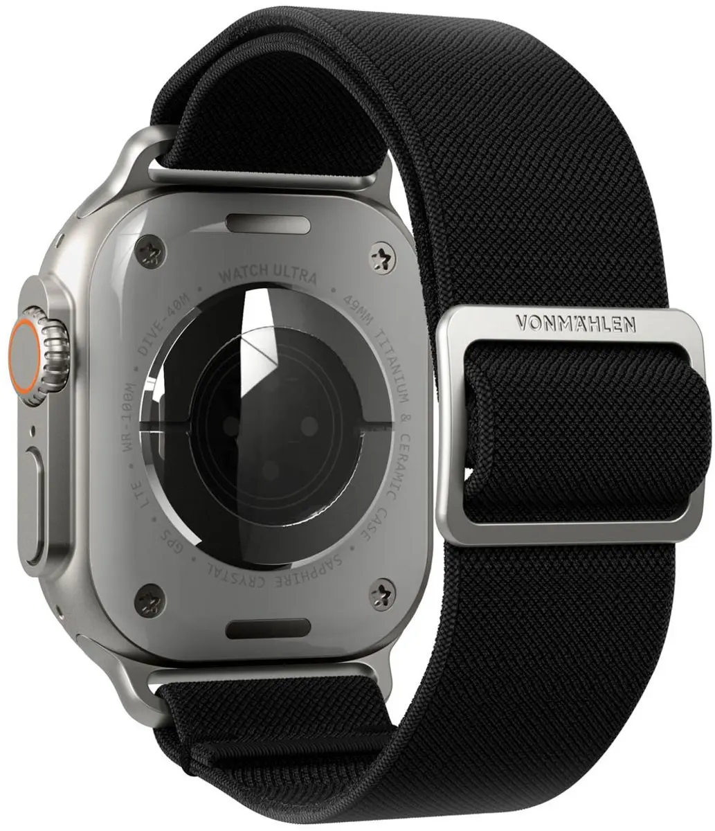 Vonmählen Classic Nylon Loop Bandje Apple Watch - 38-42mm Zwart - afbeelding 6 van 6
