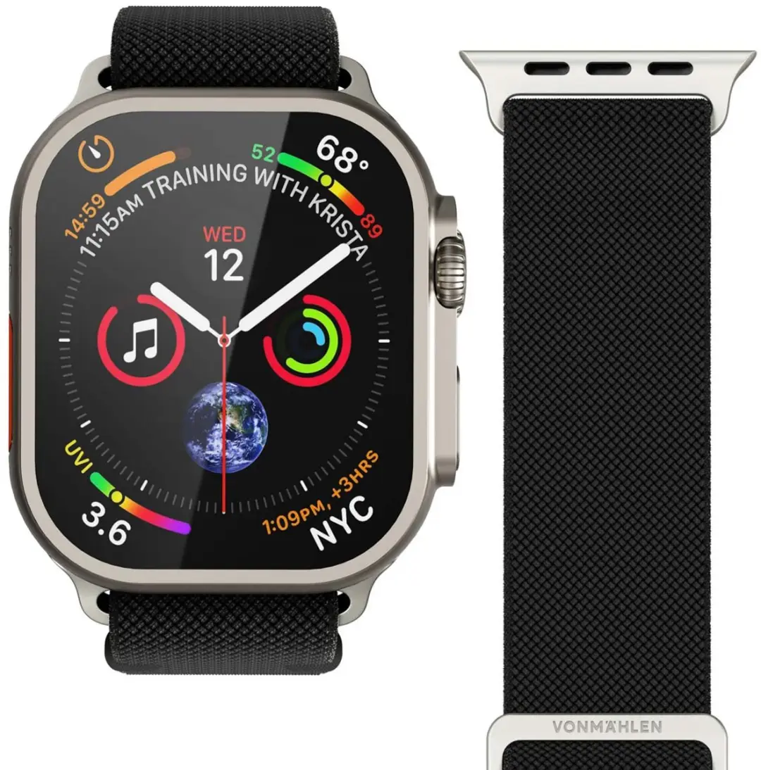 Vonmählen Classic Nylon Loop Bandje Apple Watch - 38-42mm Zwart - afbeelding 3 van 6
