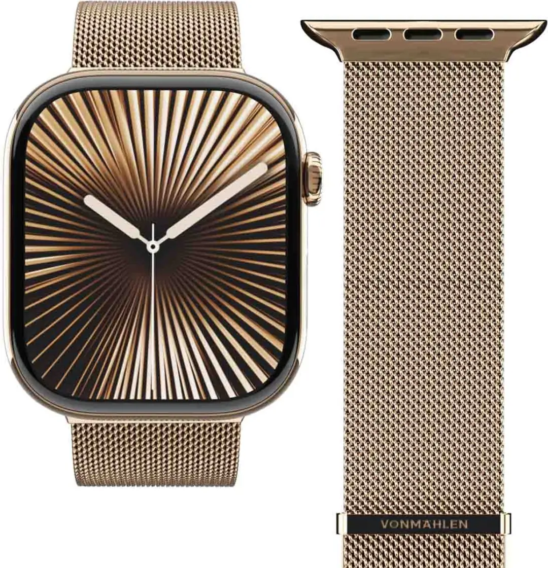 Vonmählen Milanese Loop 2 Apple Watch Band - 44/45/46/49mm - Sunset Gold - afbeelding 3 van 5