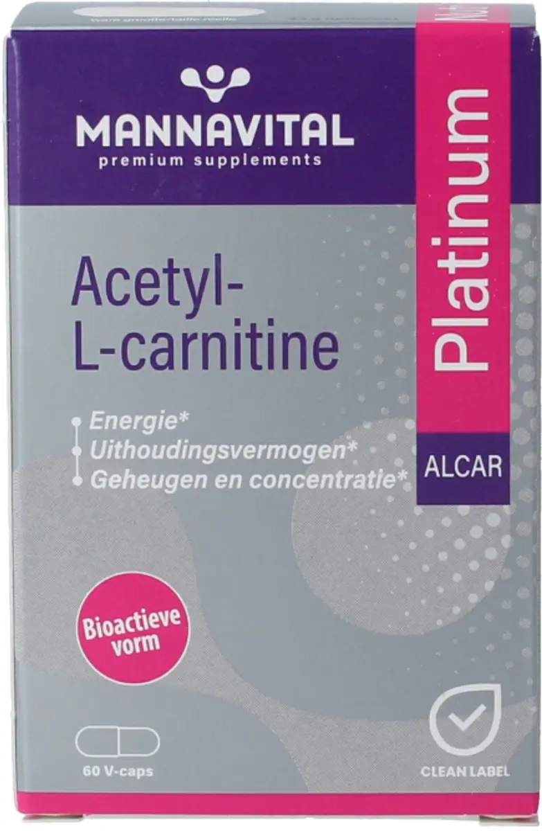 Mannavital Acetyl-L-Carnitine 60 Vegetarische Capsules